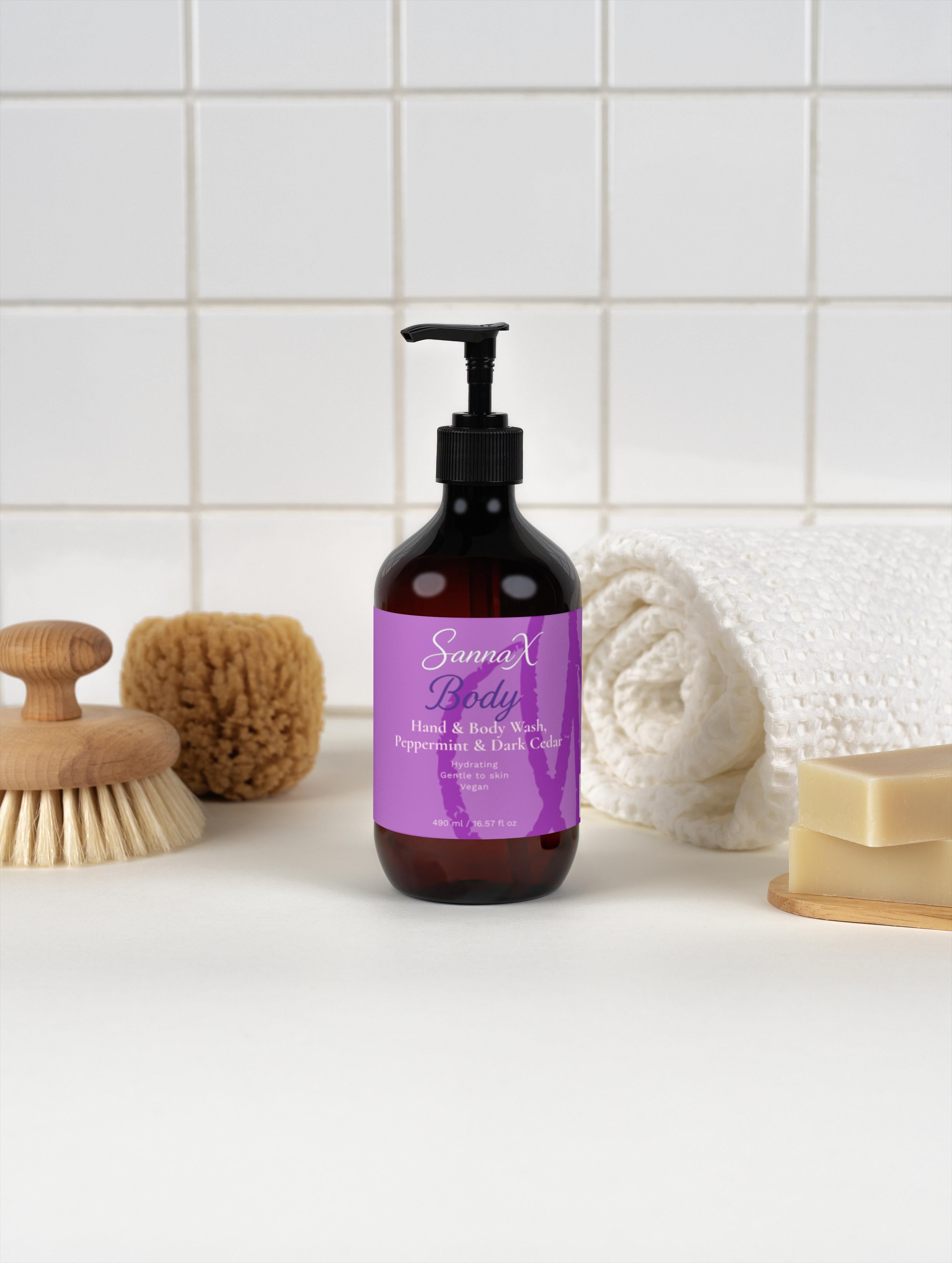 Hand & Body Wash, Peppermint & Dark Cedar 490 ml